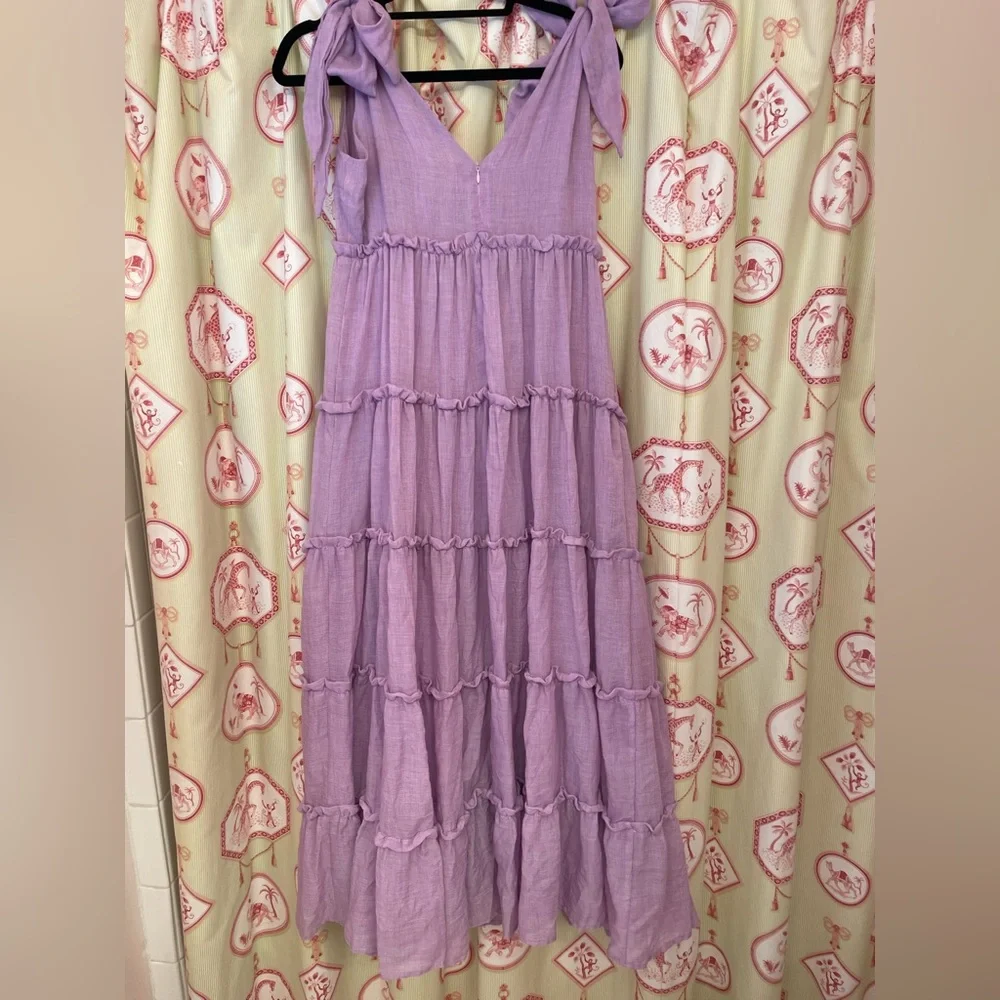 English Factory Tiered Mido Dress in Lilac Size Large - Picture 7 of 8